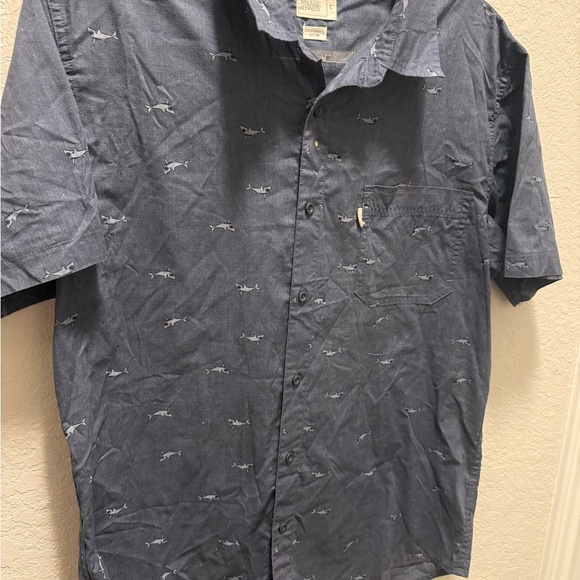 Walker st. Refinery Blue Shark Pattern Casual Shirt size L - Picture 3 of 6